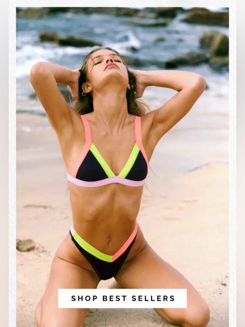 ONEONE Neon Colorblock Bikini Set Black Pink Lime Colombian Swim Top M Bottom S